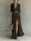 Constança | Vestido maxi estilo camiseiro