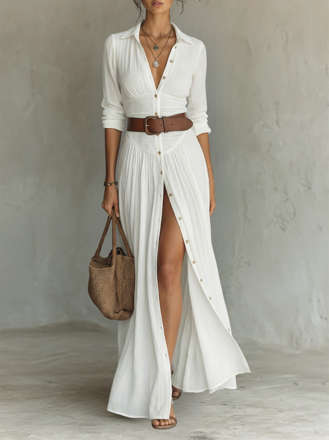 Constança | Vestido maxi estilo camiseiro