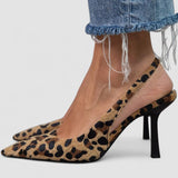 Liorina - Escarpins cáqui com estampado de leopardo e biqueira pontiaguda feminino