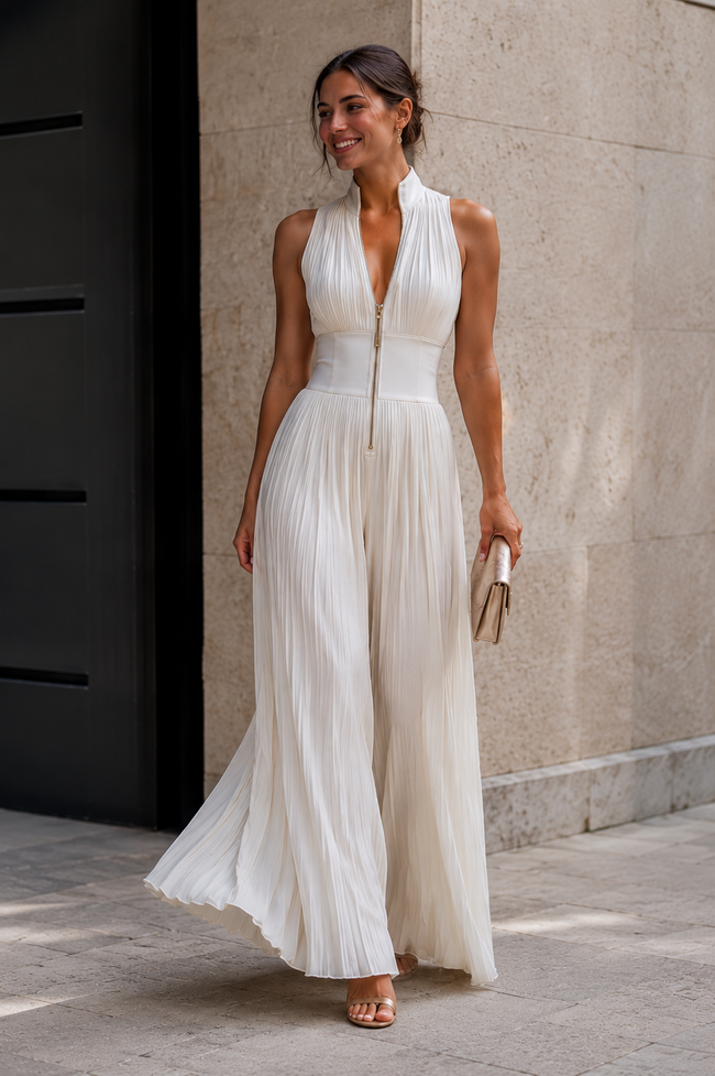 Bianca – Macacão Plissado Elegante