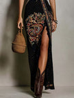 Dalila | Vestido maxi estampado com abertura