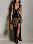 Dalila | Vestido maxi estampado com abertura