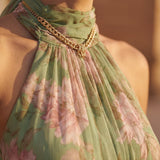 Leonor | Vestido Maxi Halter com Estampado Floral