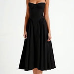 Vestido midi corpete estruturado feminino