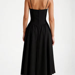 Vestido midi corpete estruturado feminino