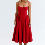 Vestido midi corpete estruturado feminino