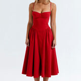 Vestido midi corpete estruturado feminino