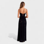 Vestido maxi em renda floral feminino