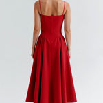 Vestido midi corpete estruturado feminino