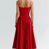 Vestido midi corpete estruturado feminino