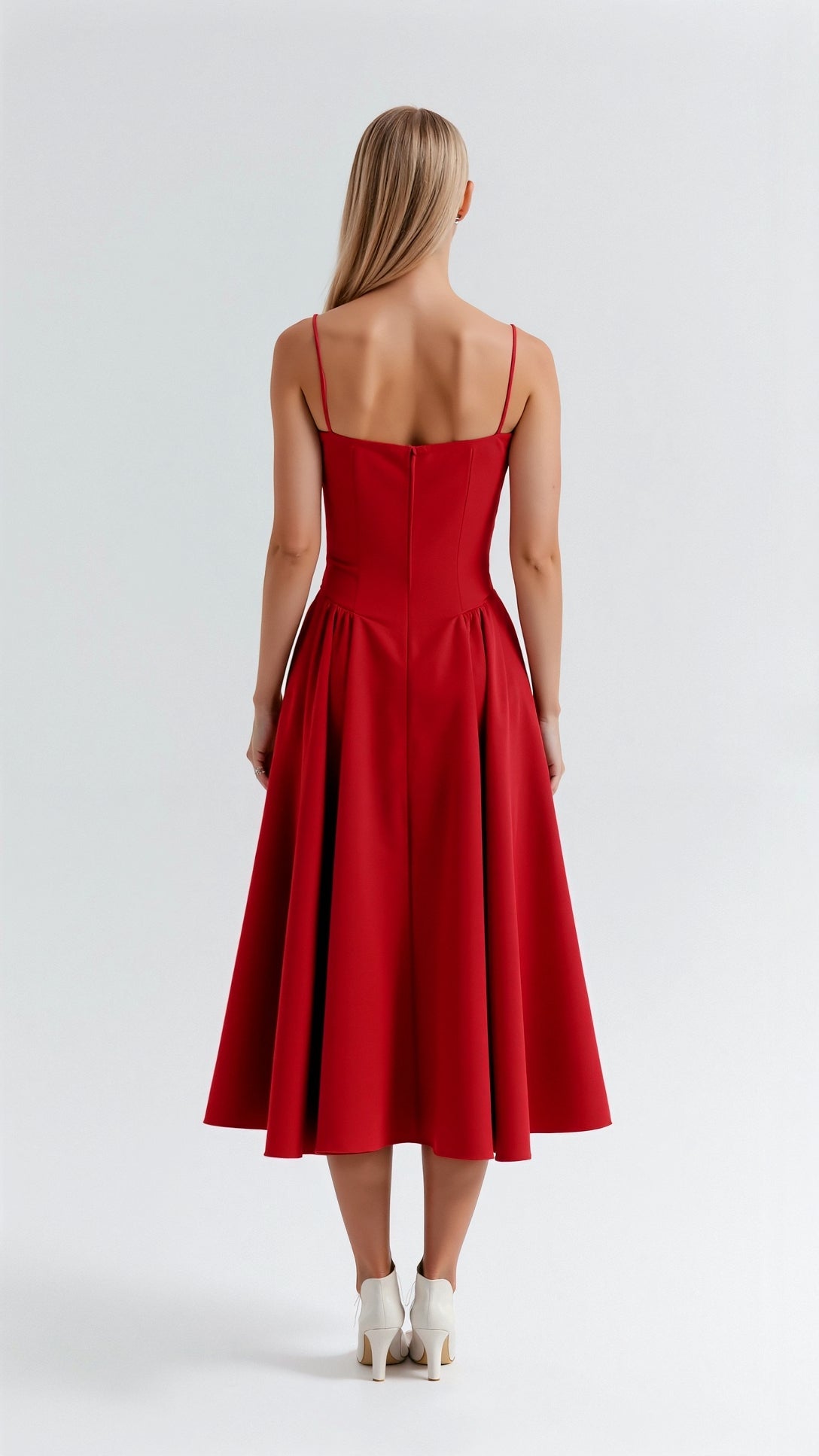 Vestido midi corpete estruturado feminino