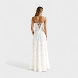 Vestido maxi em renda floral feminino