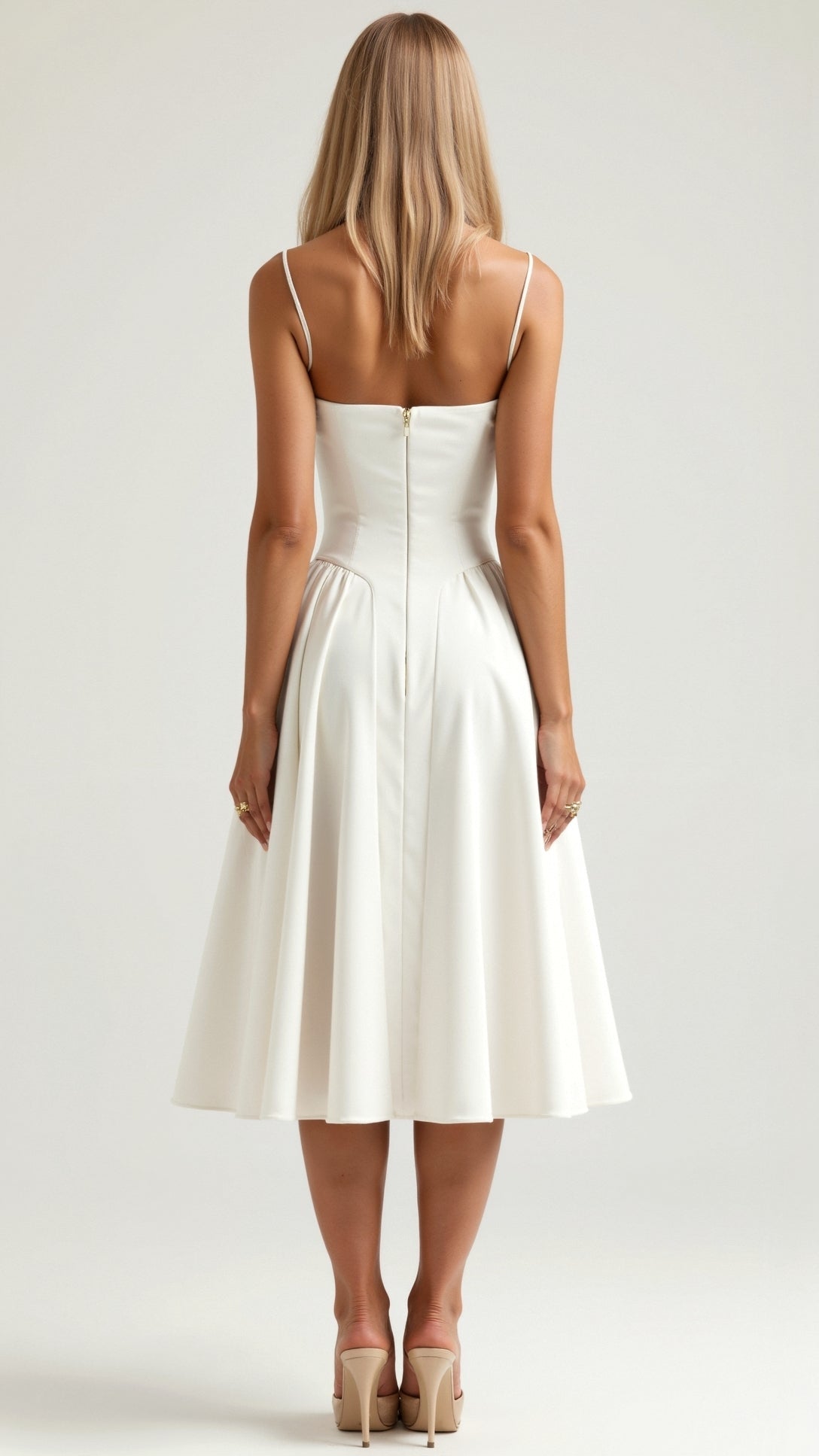 Vestido midi corpete estruturado feminino