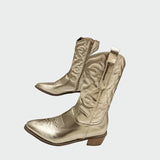 Botins de cowboy metálicos feminino