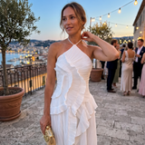 Leonor | Vestido longo plissado com volantes