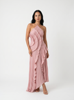 Leonor | Vestido longo plissado com volantes
