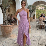 Leonor | Vestido longo plissado com volantes