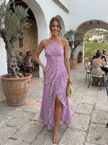 Leonor | Vestido longo plissado com volantes