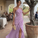 Leonor | Vestido longo plissado com volantes