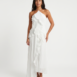 Leonor | Vestido longo plissado com volantes