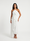Leonor | Vestido longo plissado com volantes