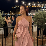 Leonor | Vestido longo plissado com volantes