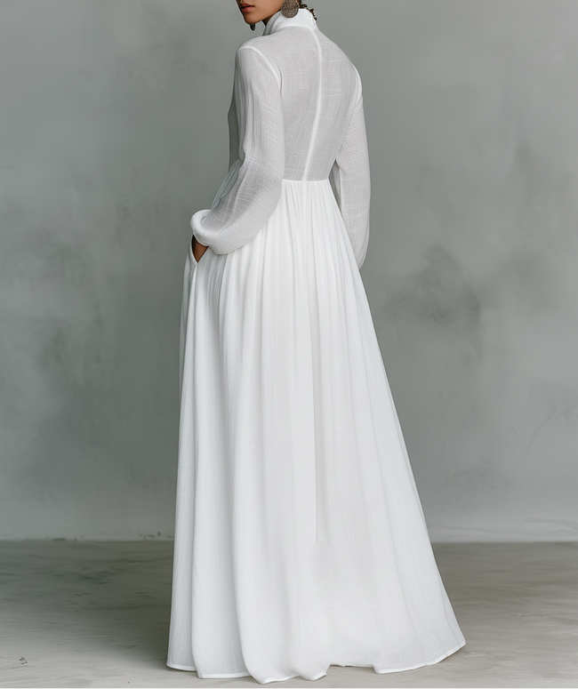 Tatiana | Vestido maxi minimalista de gola subida