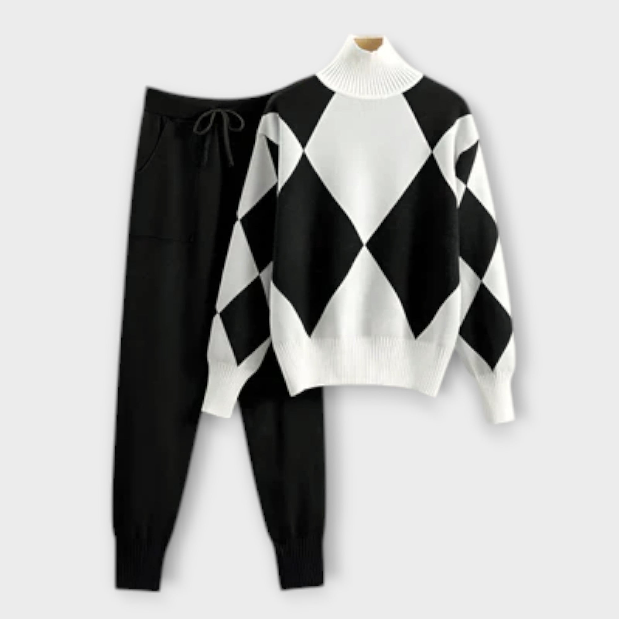 Conjunto elegante de duas peças feminino