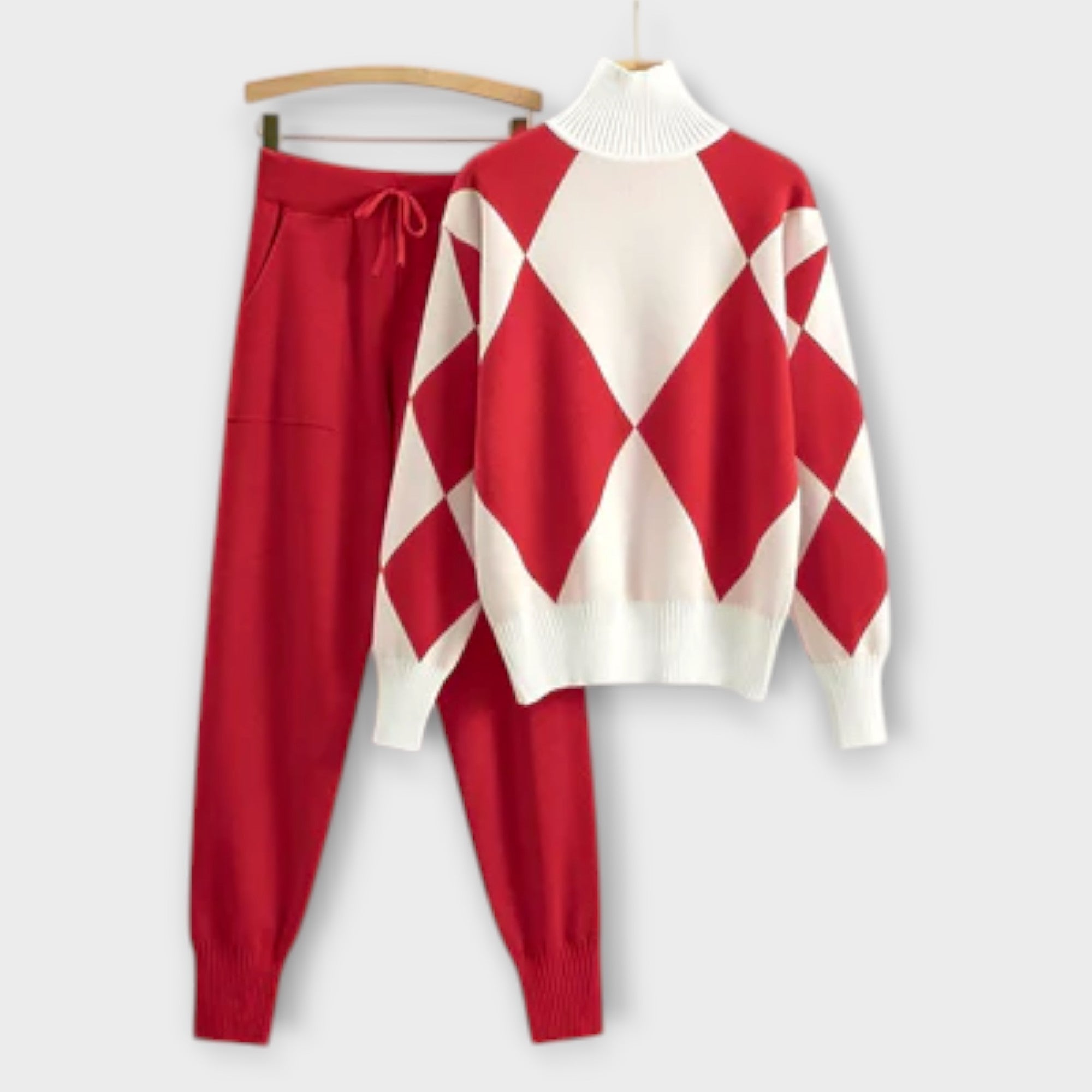 Conjunto elegante de duas peças feminino