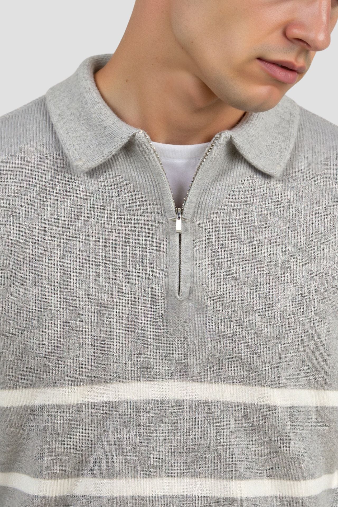 Constantino - Sweater Meio Zíper Listrado masculino