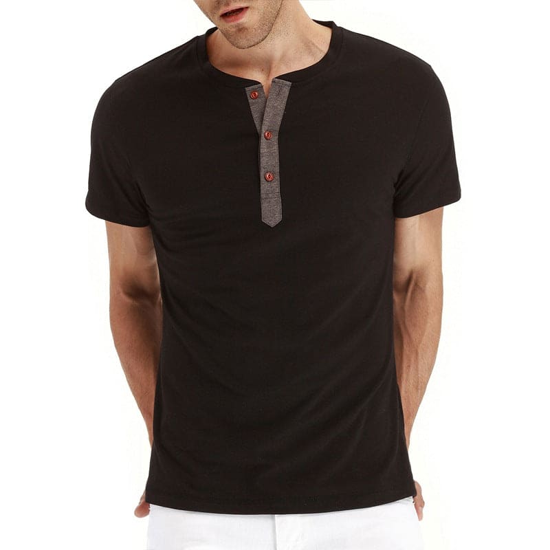 T-Shirt Henley - Malha Macia Gola masculino