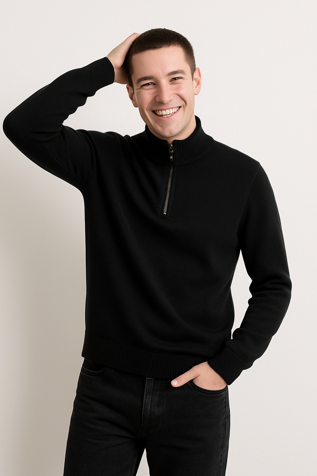 Pullover de Malha - Meio Zíper masculino