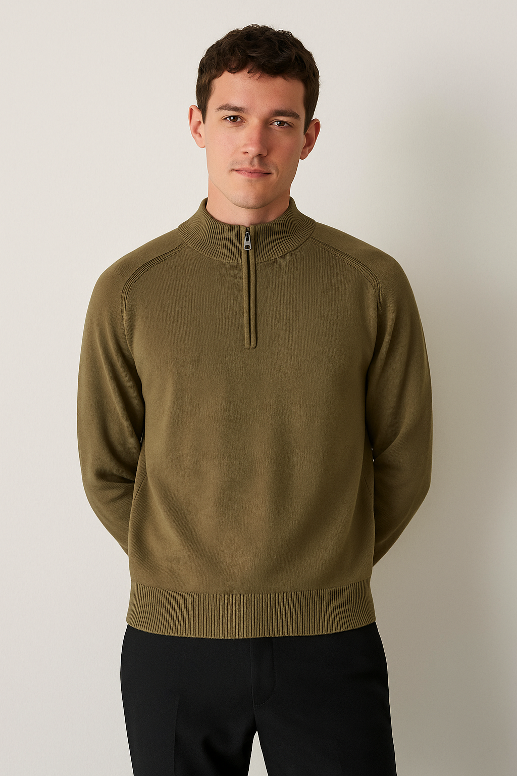 Pullover de Malha - Meio Zíper masculino