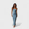 Vestido de cetim sem mangas feminino