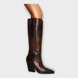 Botas com Design Croco e Salto Elegante feminino