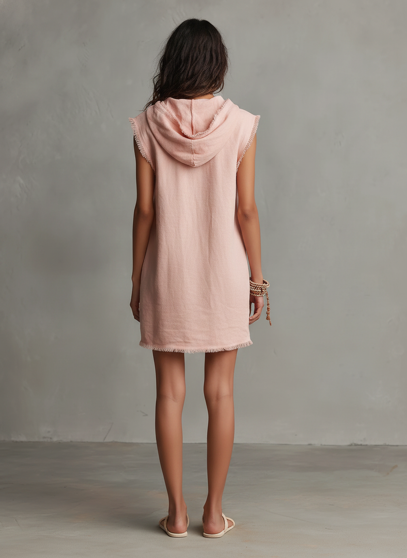 Antonella | Vestido curto leve com capuz