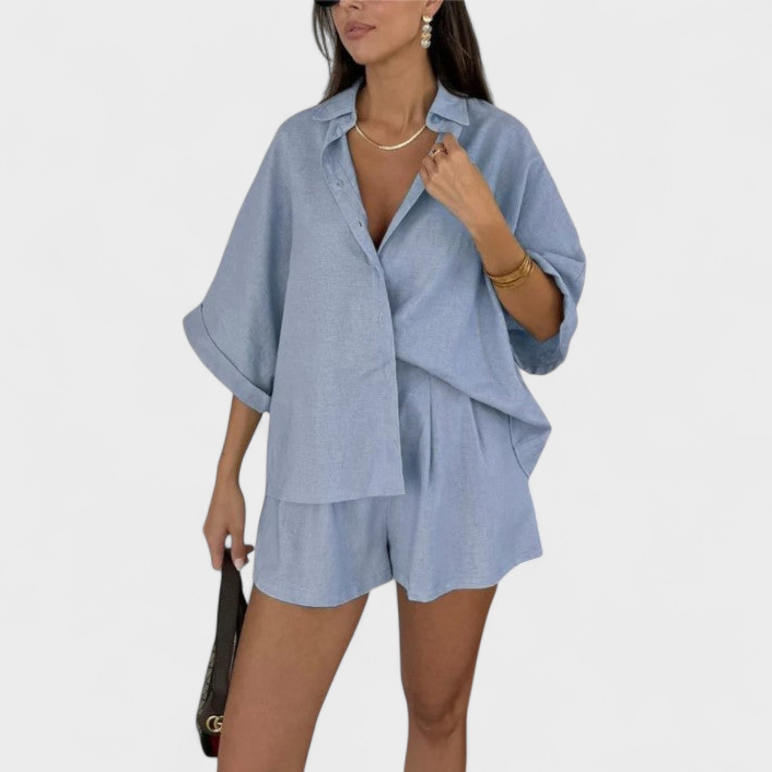 Conjunto de elegância natural feminino