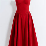 Vestido midi corpete estruturado feminino
