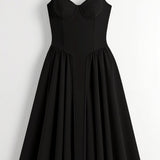 Vestido midi corpete estruturado feminino