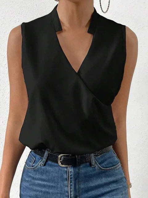 Top suave com decote em V feminino