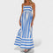 Vestido comprido às riscas feminino