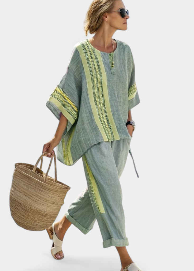 Conjunto Boho Linho e Bambu feminino