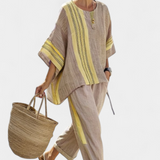 Conjunto Boho Linho e Bambu feminino