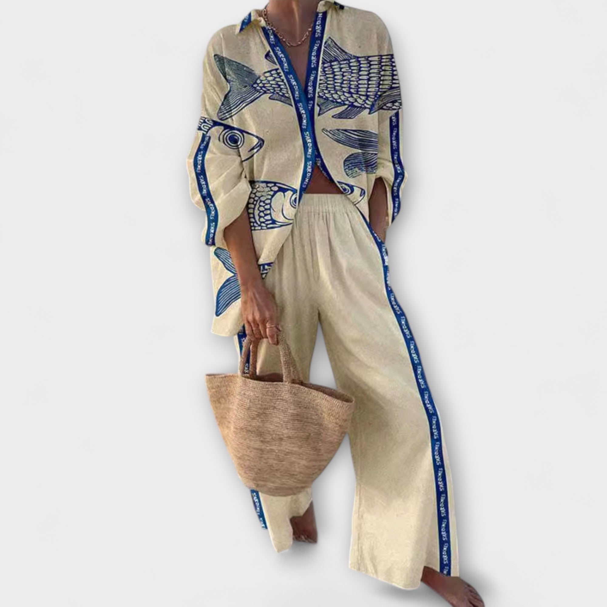 Conjunto Estampa Azul Peixe feminino