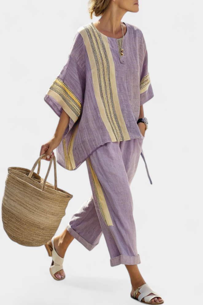 Conjunto Boho Linho e Bambu feminino