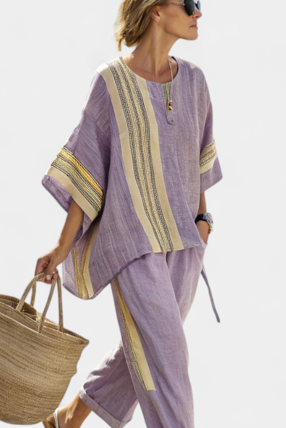 Conjunto Boho Linho e Bambu feminino