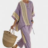Conjunto Boho Linho e Bambu feminino