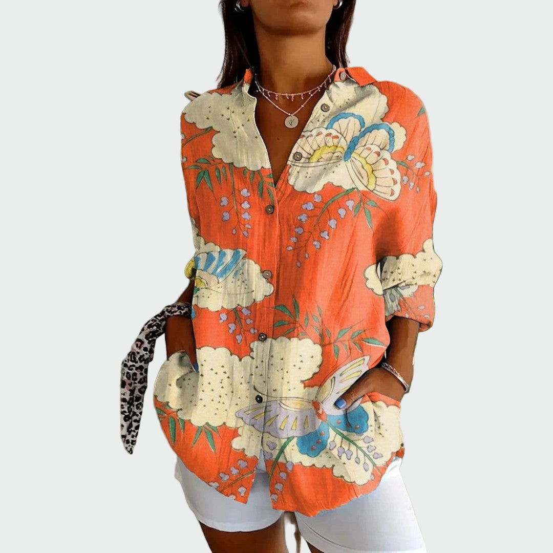 Camisa estilosa com estampa floral feminino