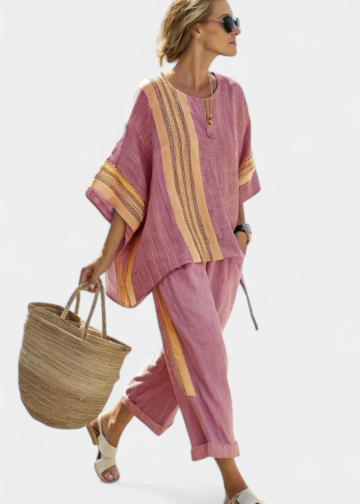 Conjunto Boho Linho e Bambu feminino