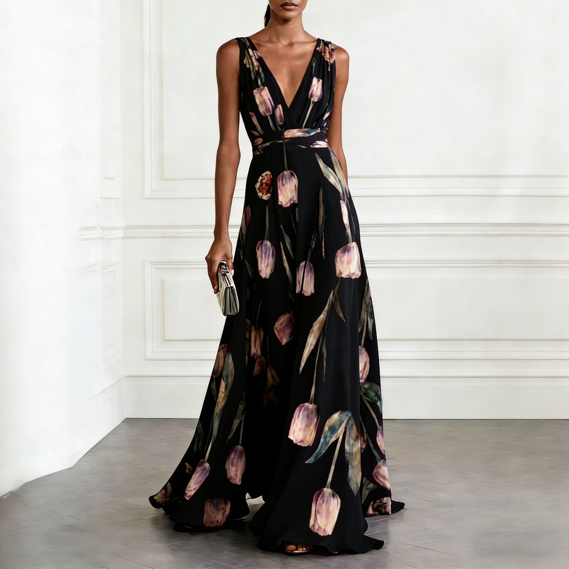 Íris – Vestido Maxi Floral Elegante